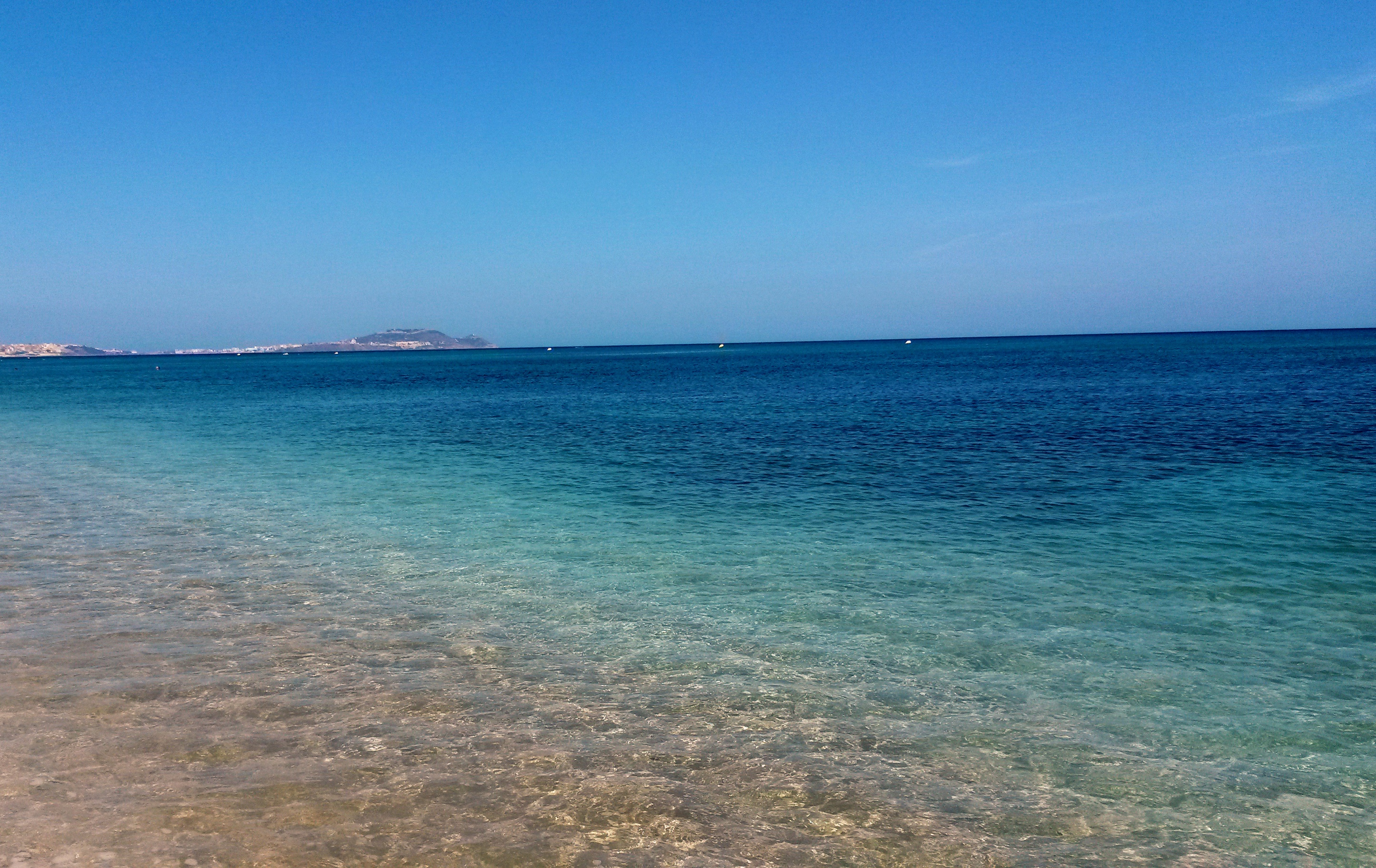 Clear Mediterranean water viewed from Fnideq beach