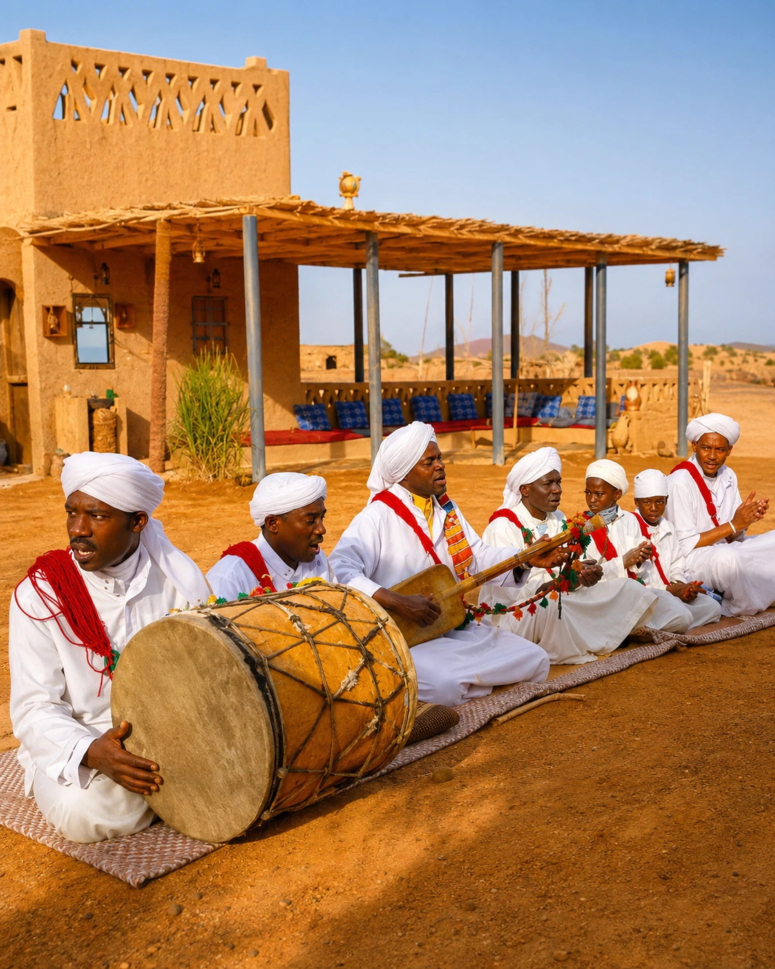 Gnawa musicians performing near Merzouga