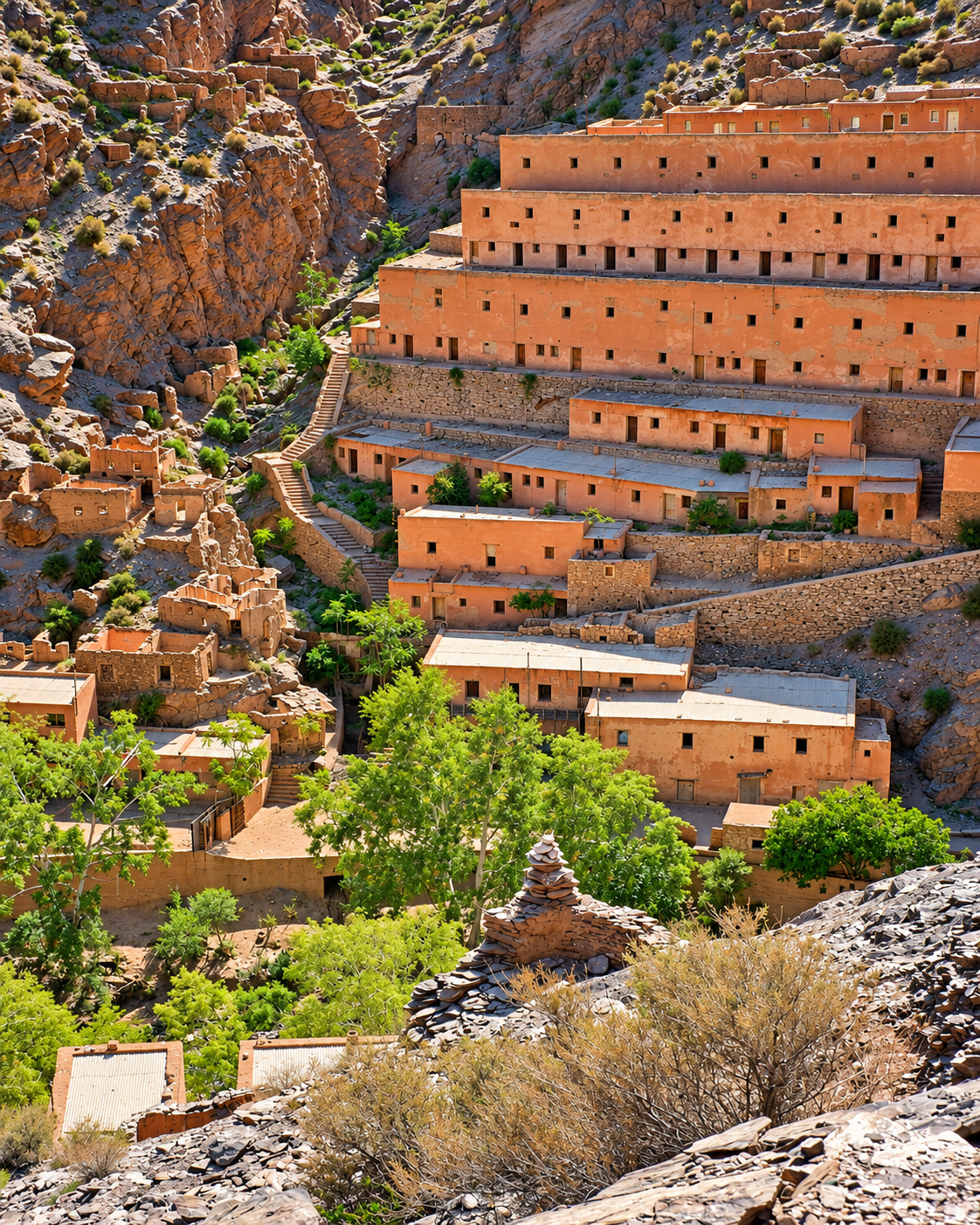 Abandoned mining buildings in the Aouli gorge near Midelt