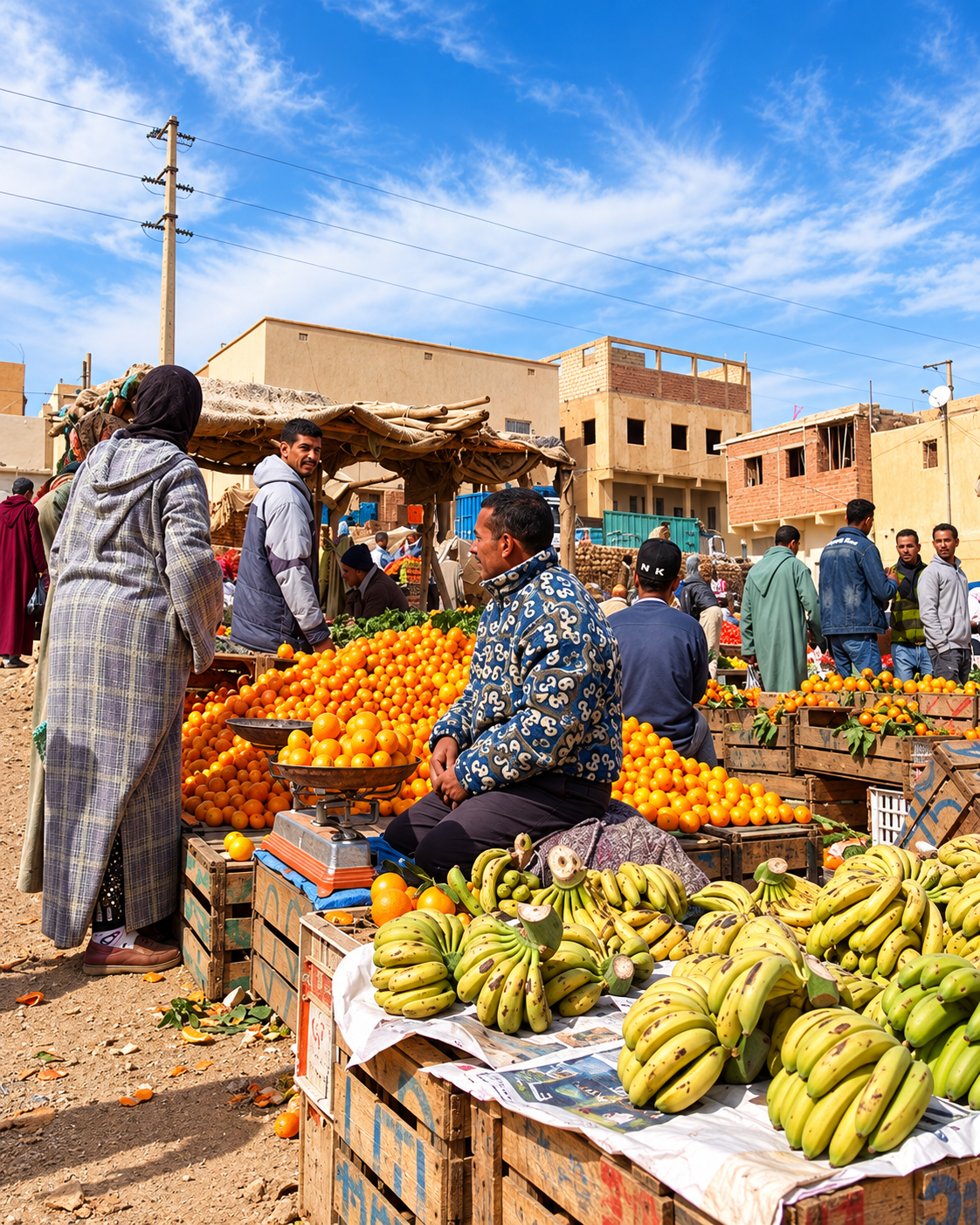 Fresh produce market in Midelt