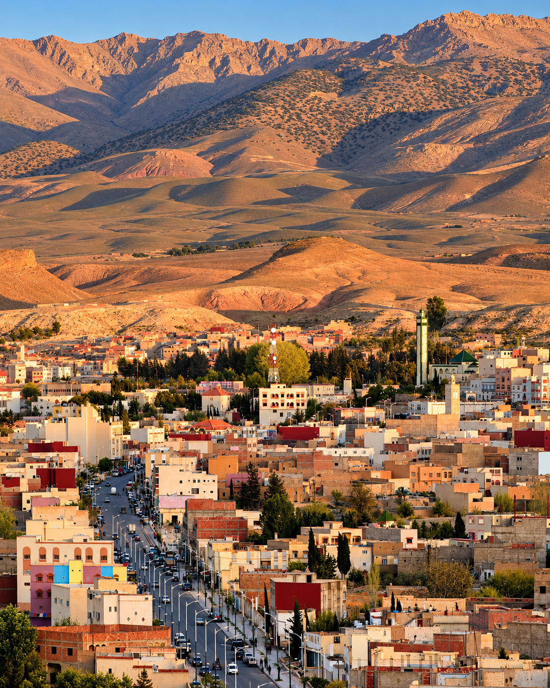 Midelt cityscape beneath the eastern Atlas mountains