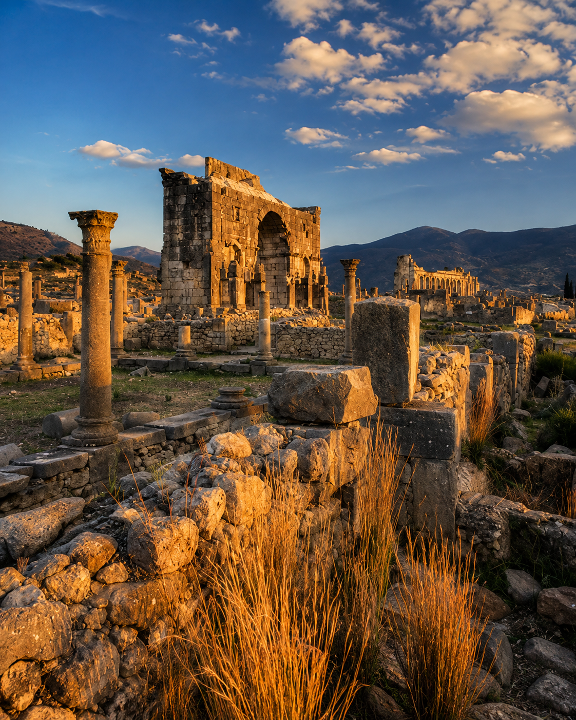 Open Zerhoun landscape and archaeological plain near Moulay Idriss Zerhoun