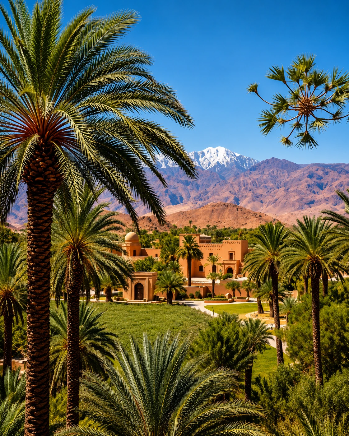 Palm gardens and mountain panorama near Ouarzazate