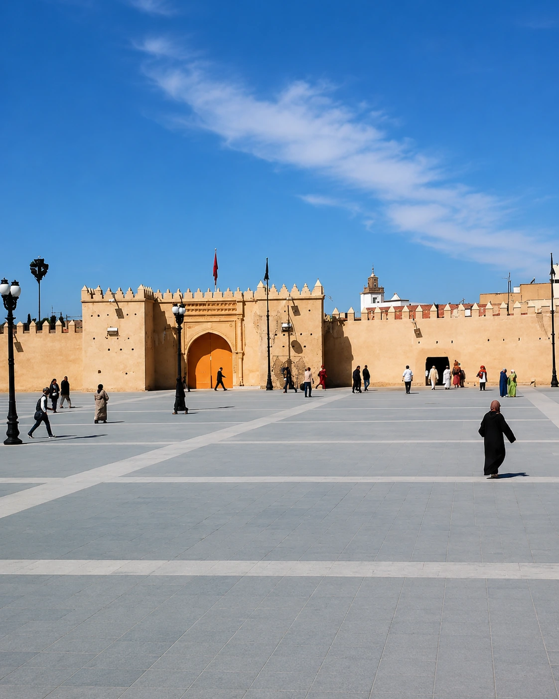Oujda monumental gate and ochre ramparts