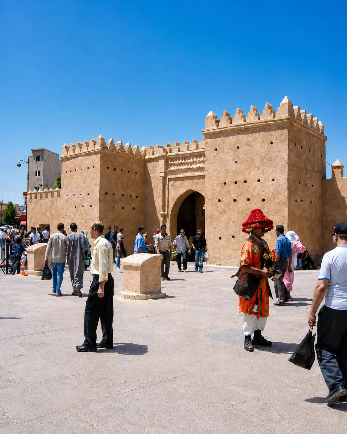 Oujda city gate and public square, the nearest major city context for Saïdia Beach