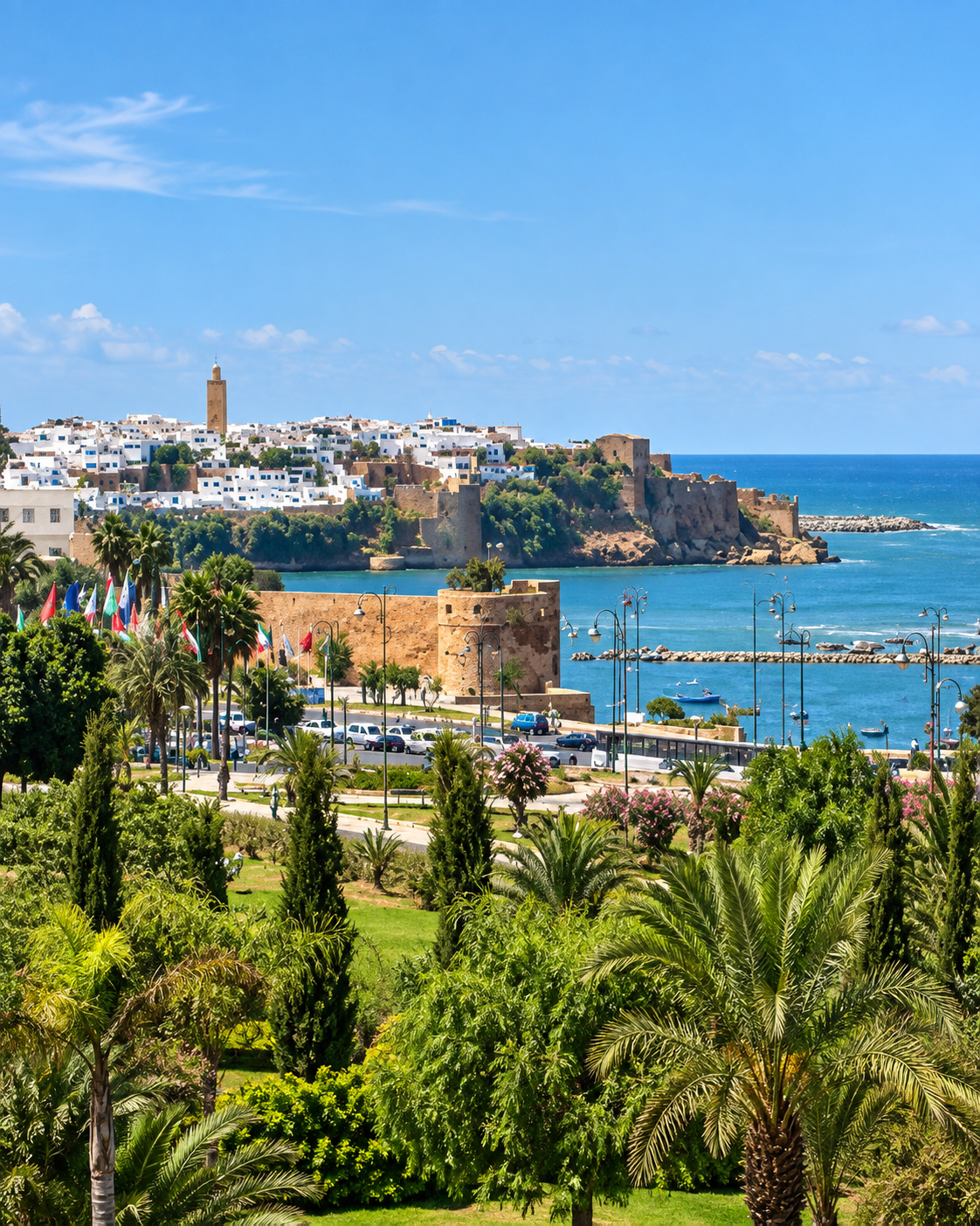Kasbah of the Oudayas and Rabat’s fortified riverfront across the Bouregreg