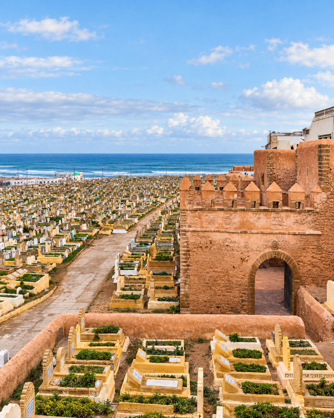 Salé coastal ramparts and cemetery facing the Atlantic