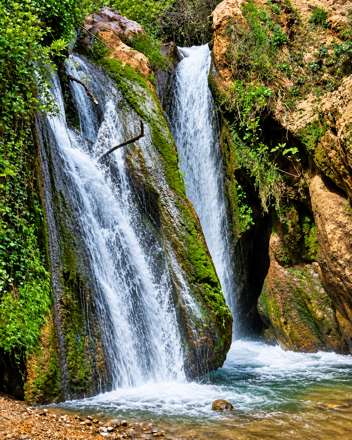 Waterfall and green garden atmosphere associated with Sefrou’s Oued Aggai