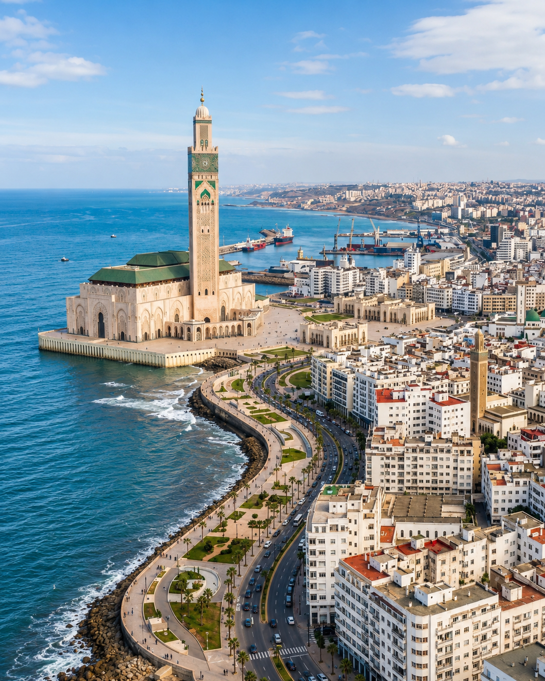 Hassan II Mosque beside the Atlantic in Casablanca