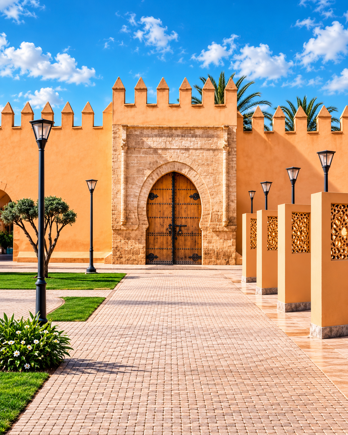 Entrance and crenellated wall of Settat’s kasbah