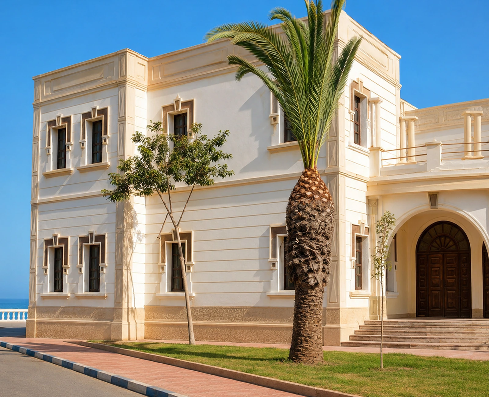 A white civic villa with sea-facing light in Sidi Ifni