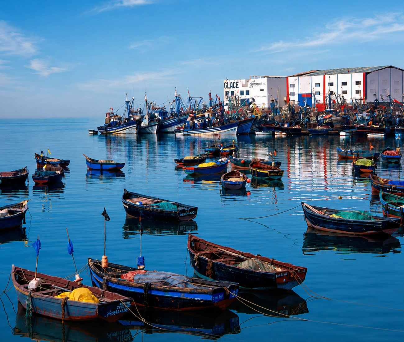 Fishing harbour scene in Sidi Ifni