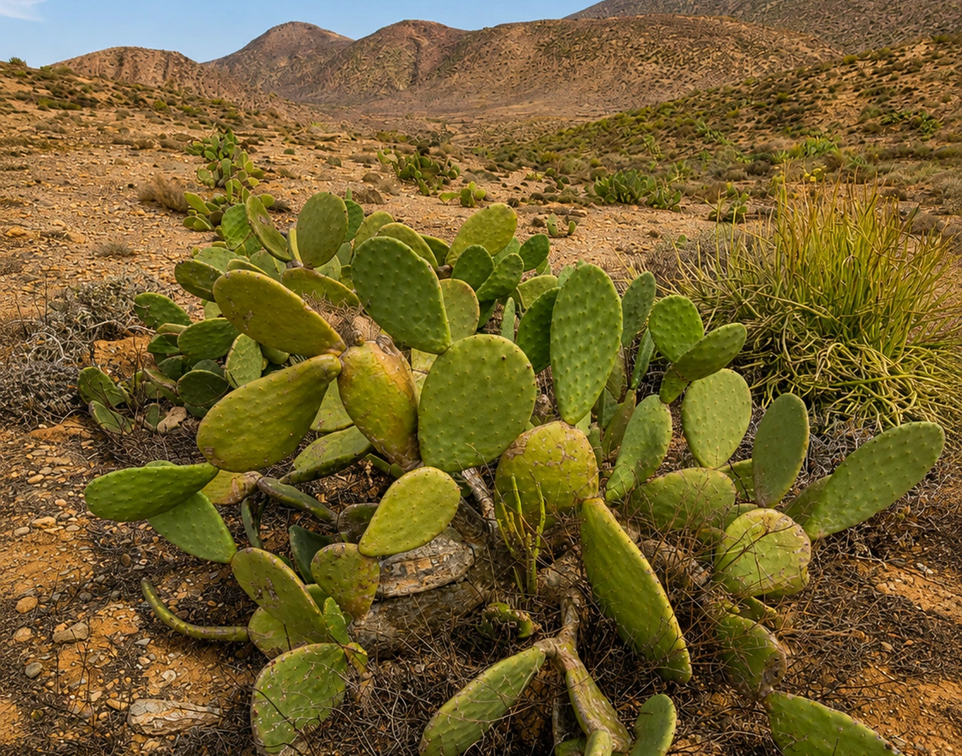 Cactus landscape in the arid hinterland around Sidi Ifni