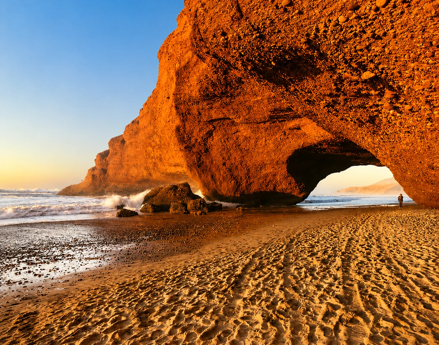 Legzira Beach sandstone arch near Sidi Ifni