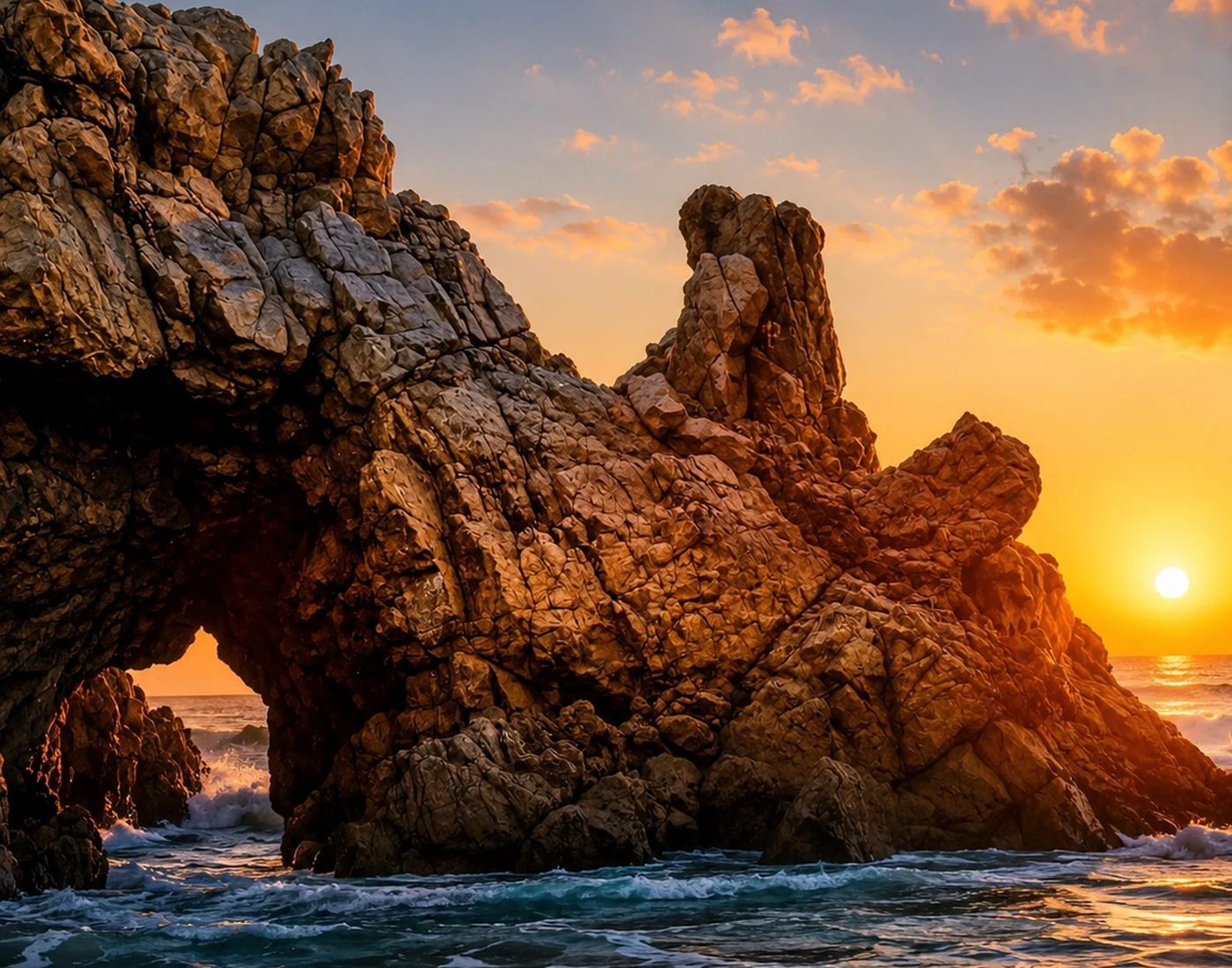 Rocky Atlantic shoreline near Mirleft at sunset