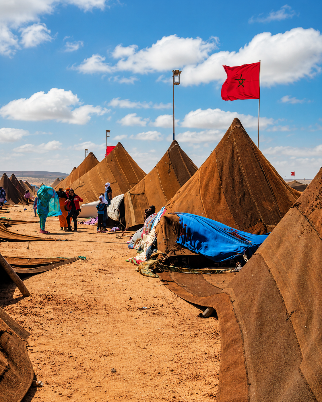 Rows of Saharan tents at the Tan-Tan gathering