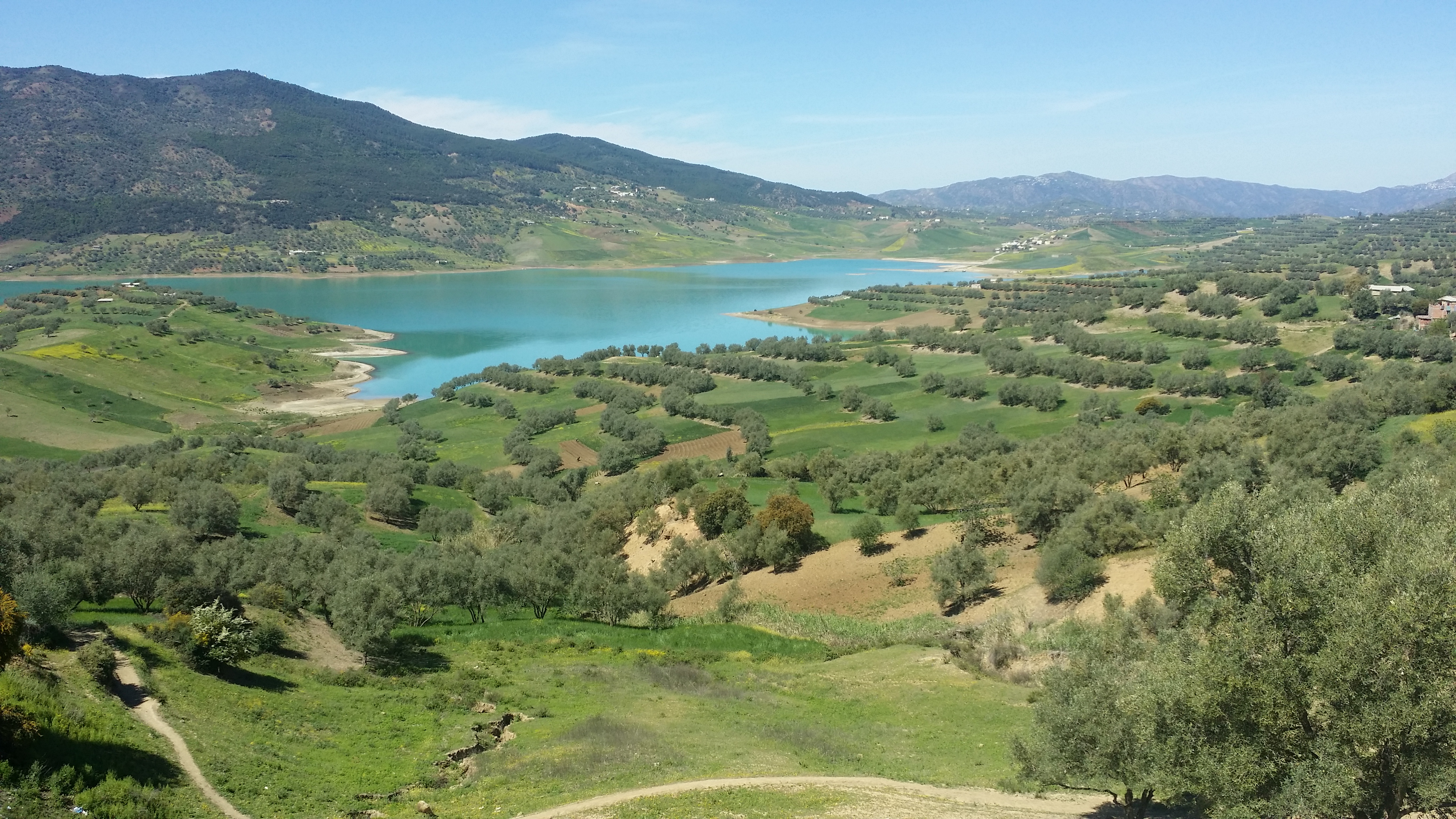 Sahla reservoir and green hills near Taounate