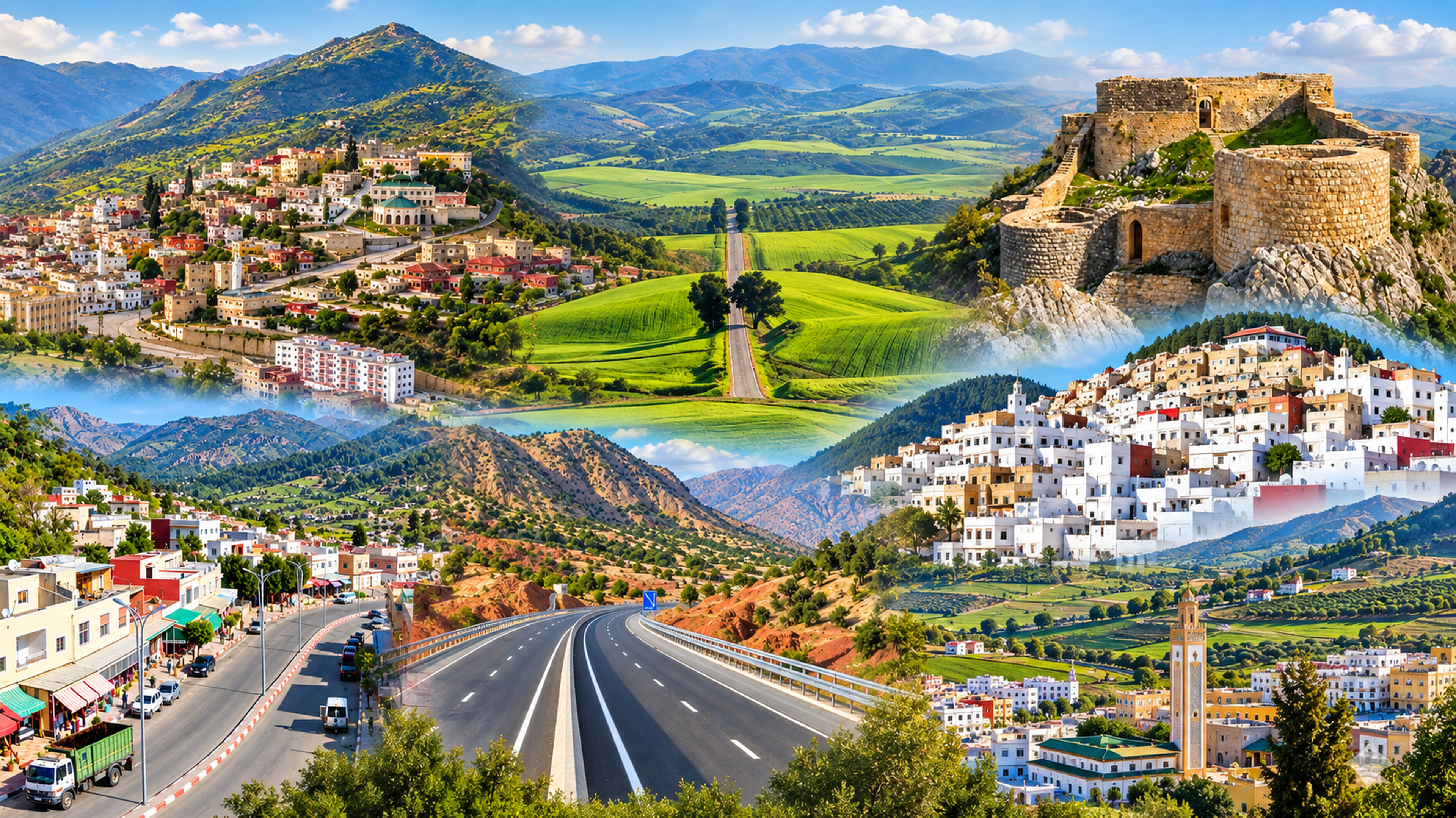 Taounate and southern Rif landscapes in the supplied editorial collage