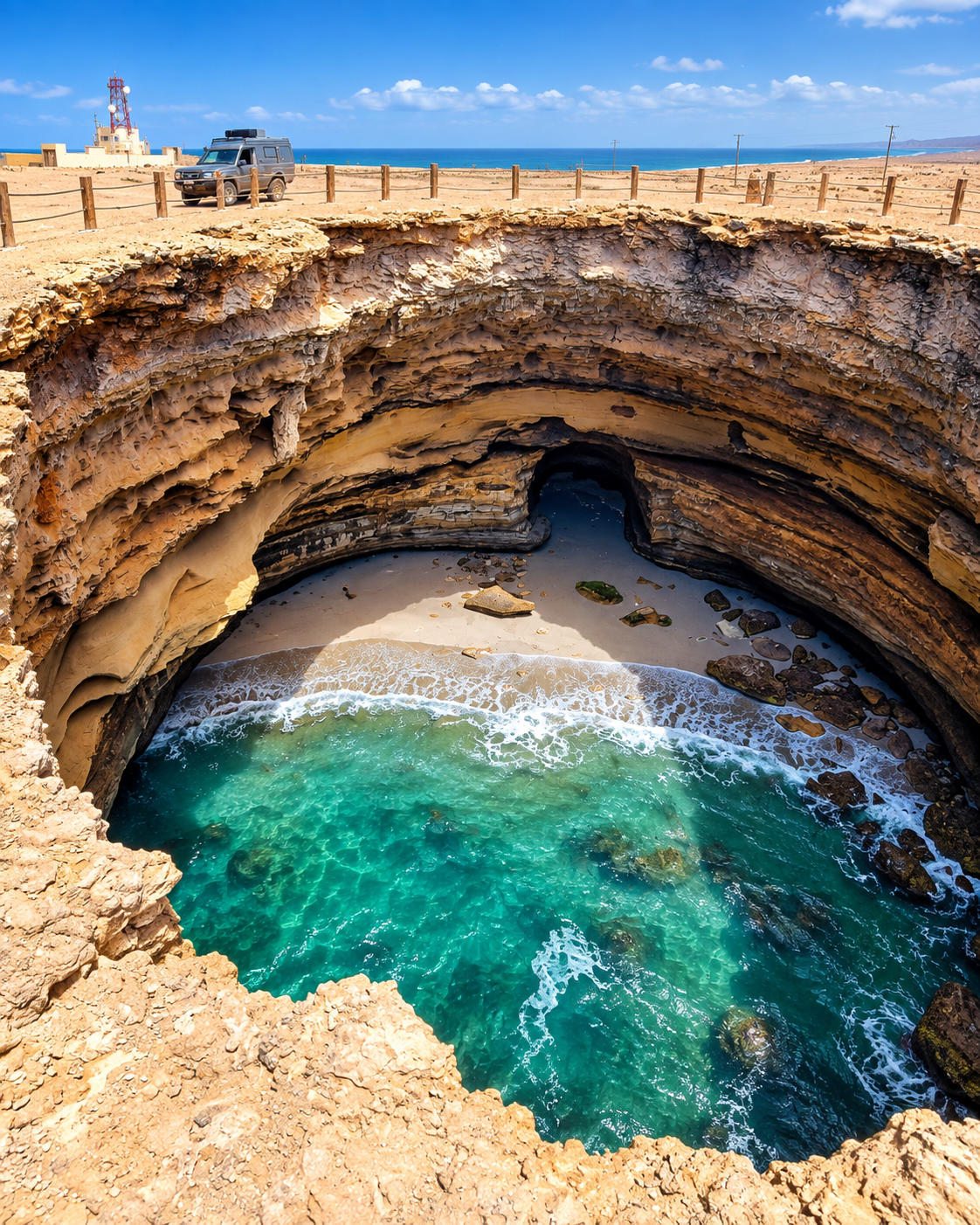 Natural opening in the rocky Atlantic coast at Akhfennir