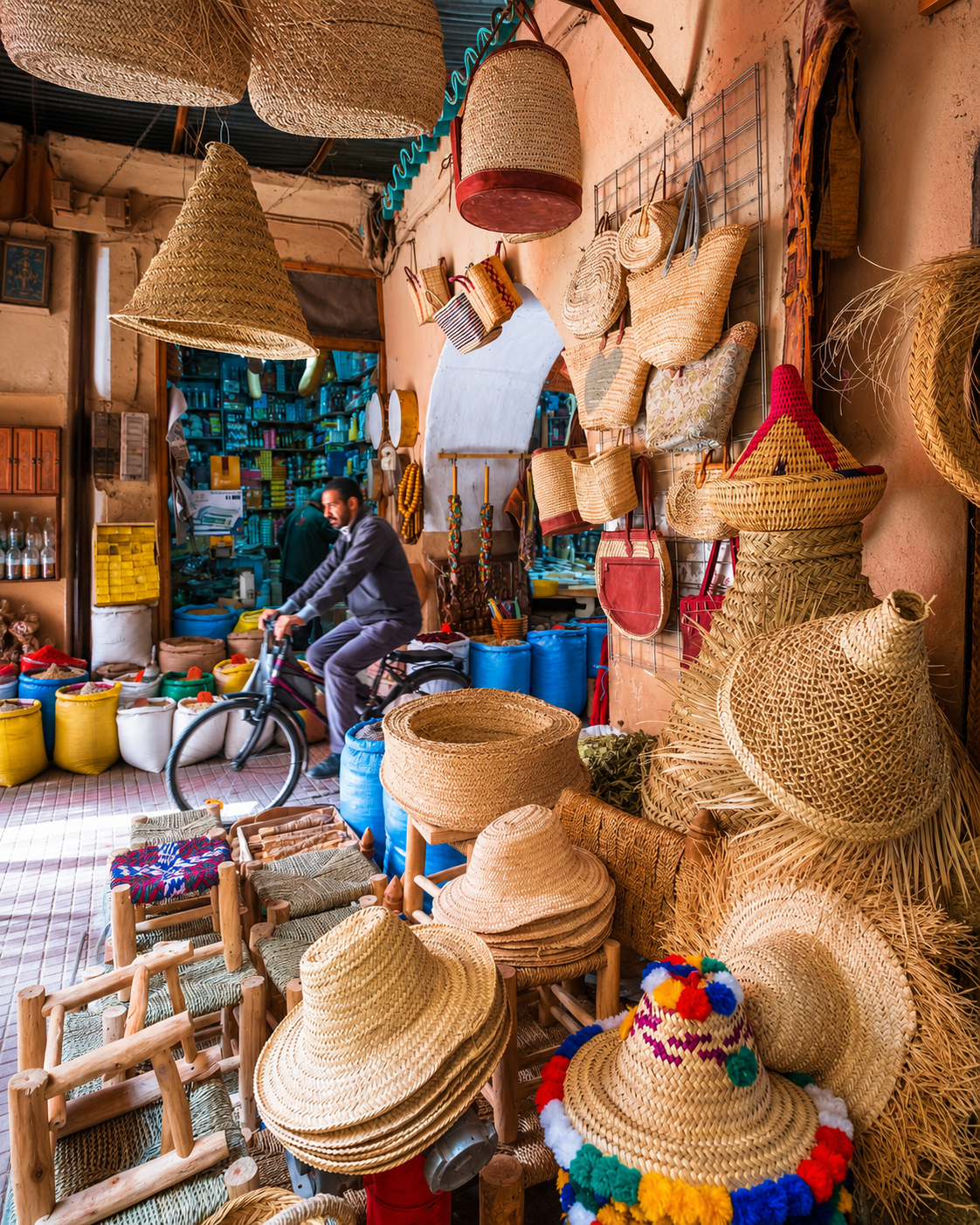 Woven goods, baskets and market texture in Taroudant