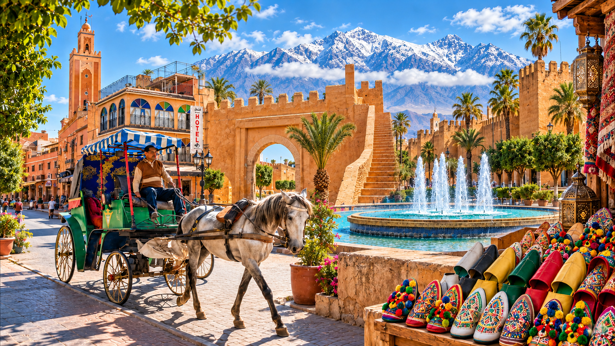 Ochre ramparts, medina street life and Atlas-side light in Taroudant
