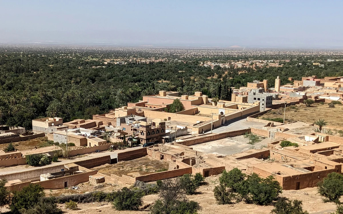 View over Tiout oasis and village near Taroudant
