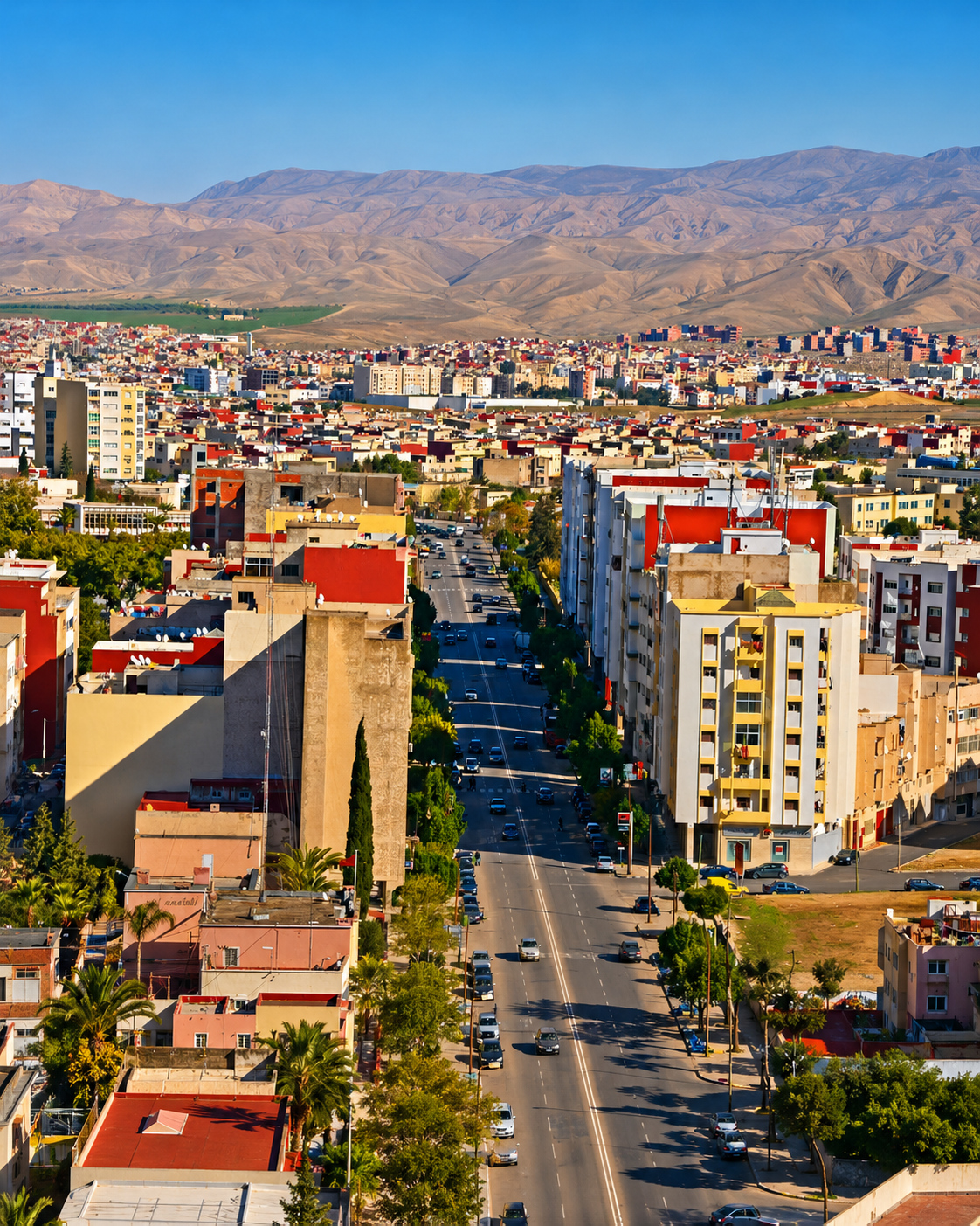 Taza cityscape with mountains in the background