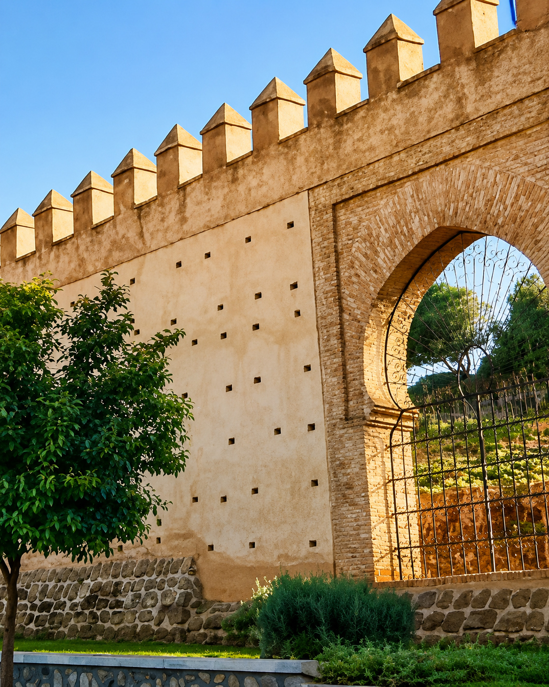 Old fortified wall in Taza under the sun