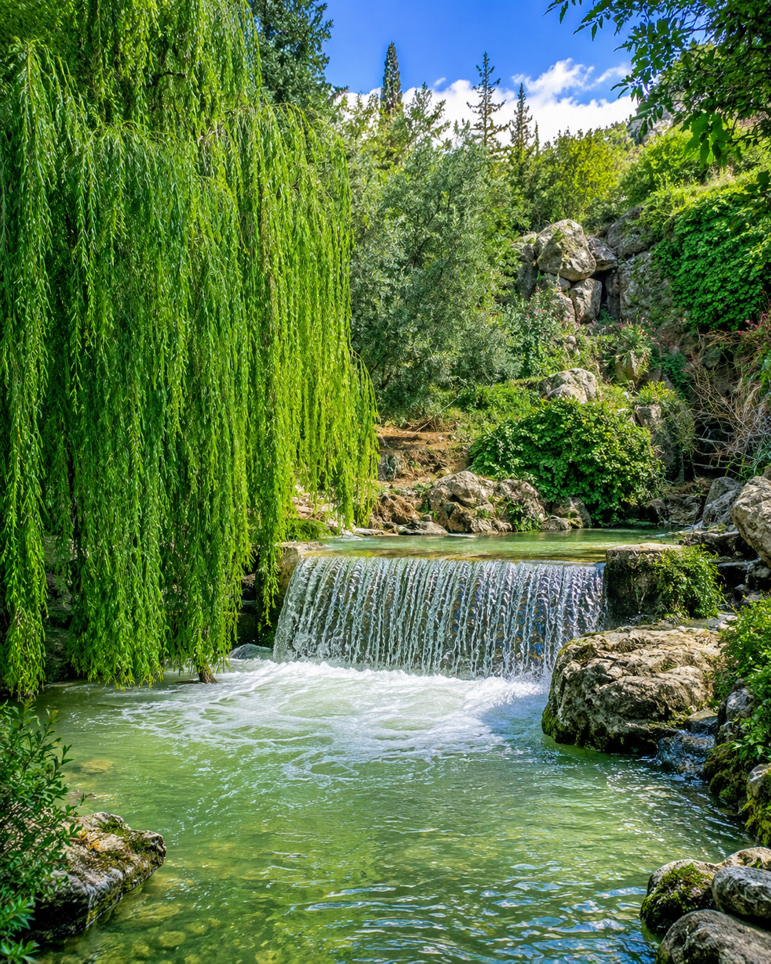 Lush waterfall scene near Taza