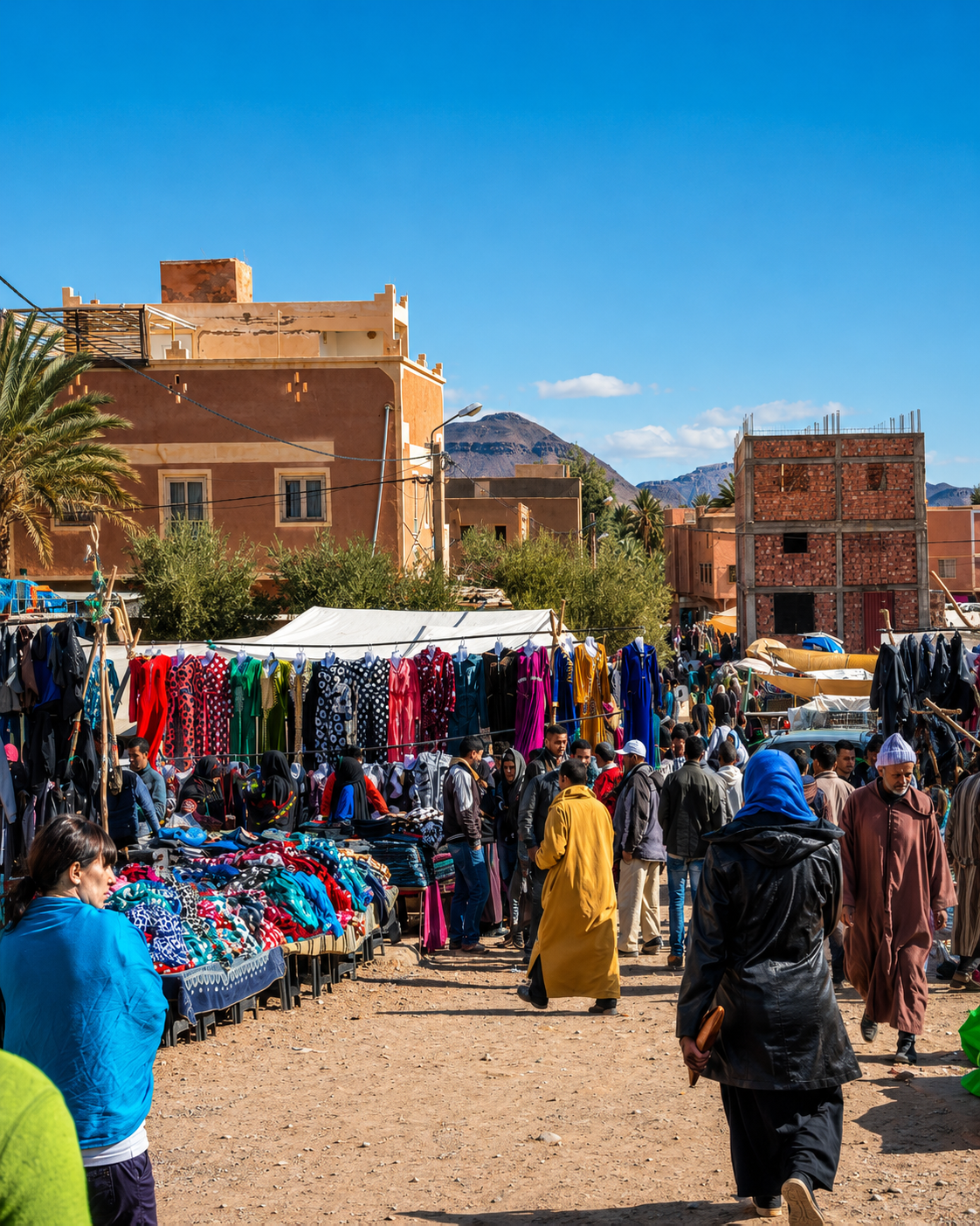 Clothing stalls and everyday movement in a Tinghir market