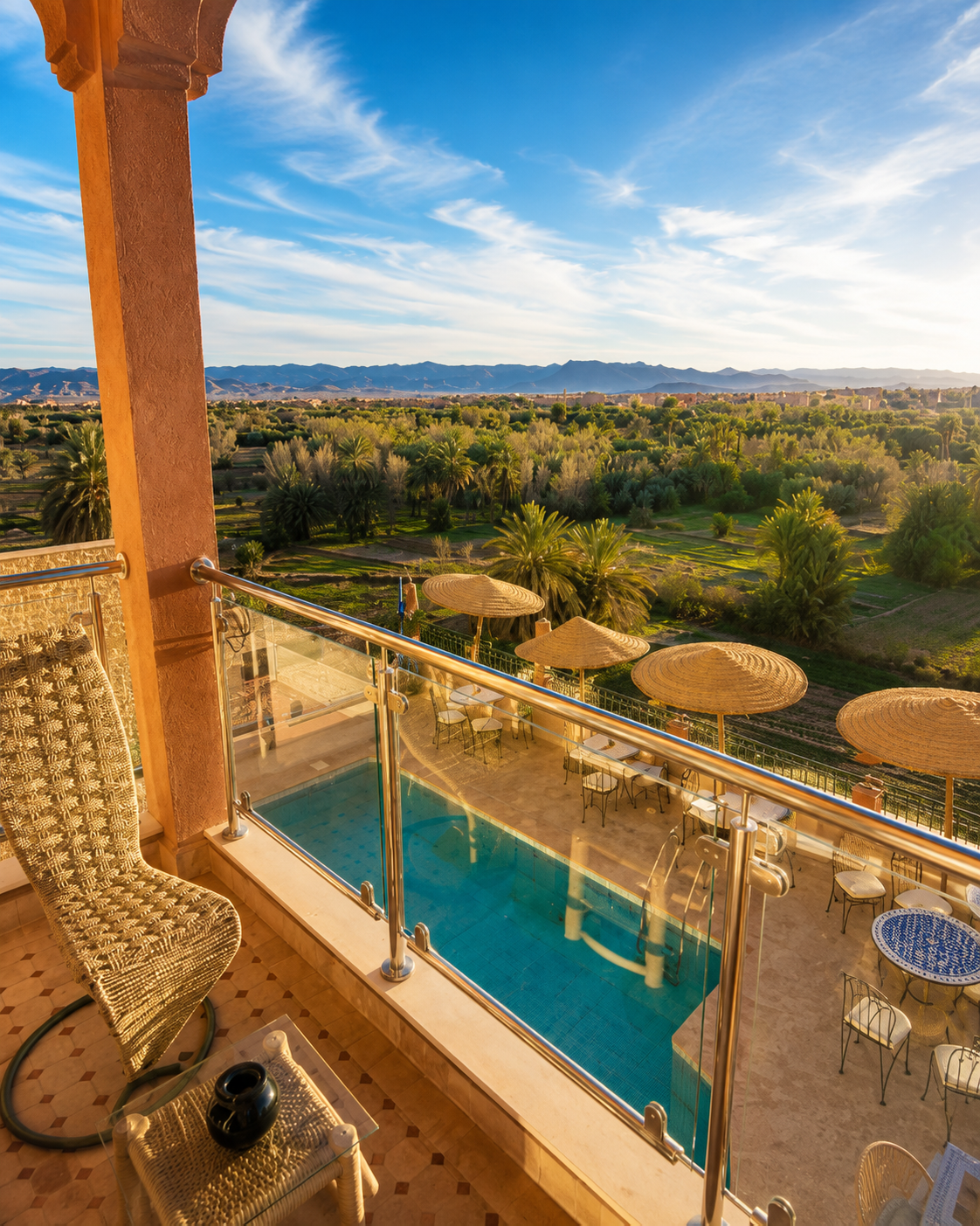 View from a balcony over the palm oasis near Tinghir