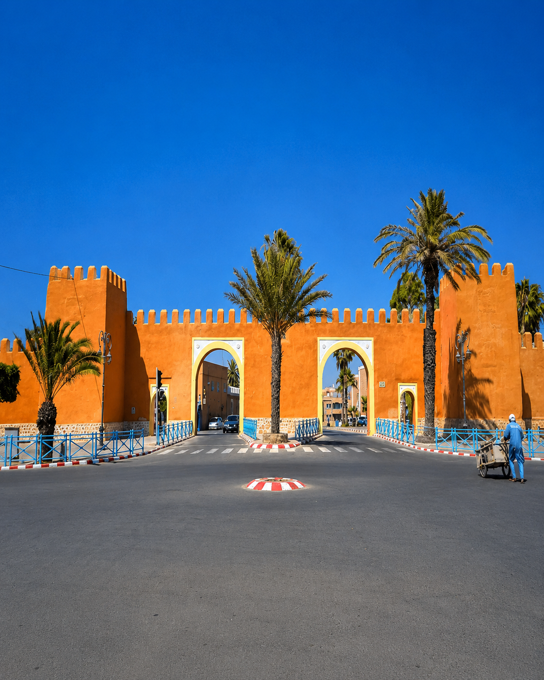 Arched gateway in the ochre ramparts of Tiznit