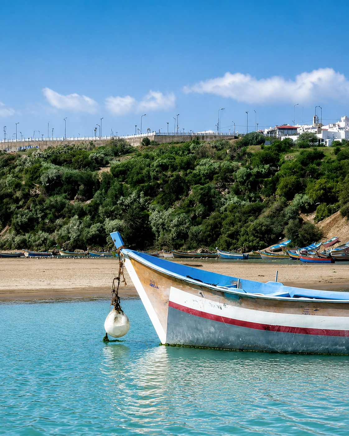 Fishing boat on the water at Moulay Bousselham, the local gateway to Merja Zerga lagoon