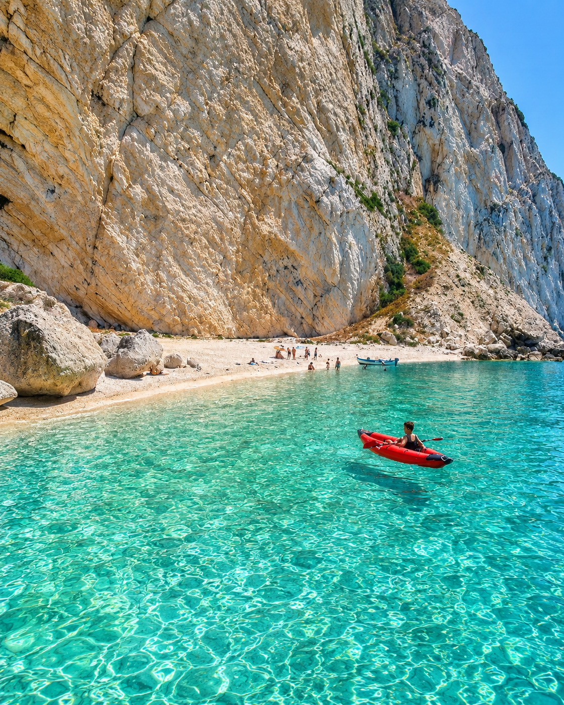 Clear turquoise water and pale cliffs on the Al Hoceima coast near Quemado Beach