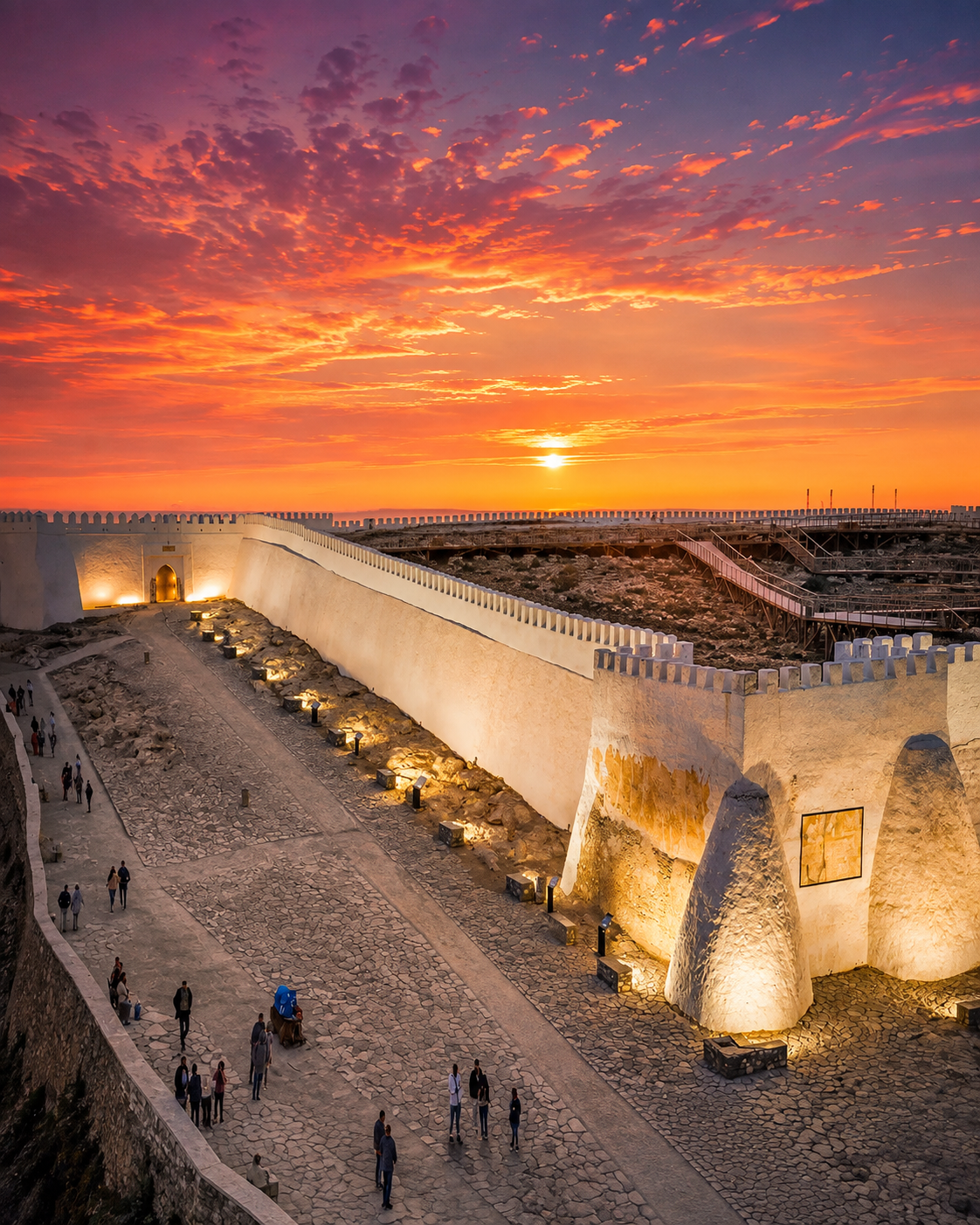 Agadir coastal walls and sunset, the city gateway context for the Souss-Massa River landscape