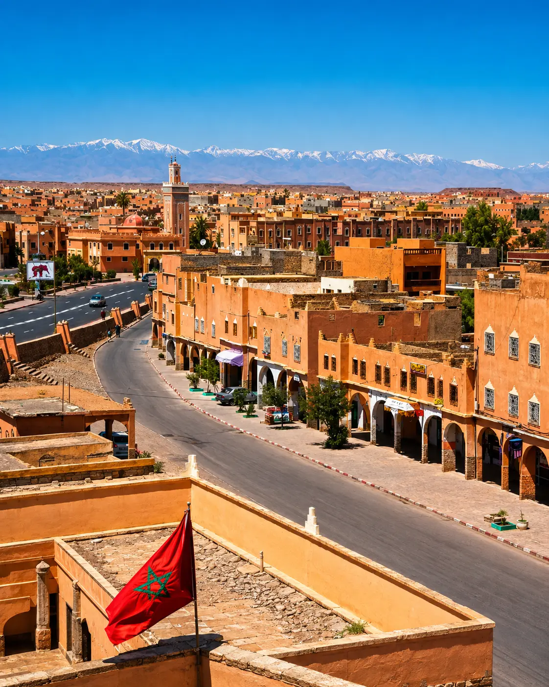 Ouarzazate city and High Atlas landscape, the wider context for Taourirt Kasbah